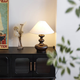 Vominex Bois Tissu Lampe de Table Vintage