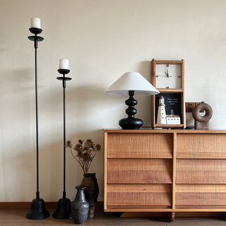 Vominex Bois Tissu Lampe de Table Vintage