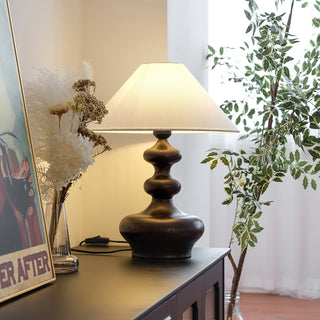 Vominex Bois Tissu Lampe de Table Vintage