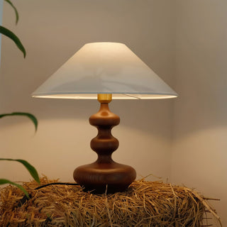 Vominex Bois Tissu Lampe de Table Vintage