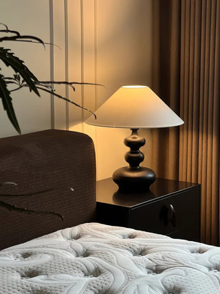 Vominex Bois Tissu Lampe de Table Vintage