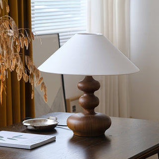 Vominex Bois Tissu Lampe de Table Vintage