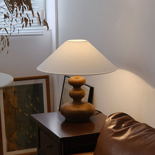 Vominex Bois Tissu Lampe de Table Vintage