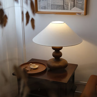 Vominex Bois Tissu Lampe de Table Vintage