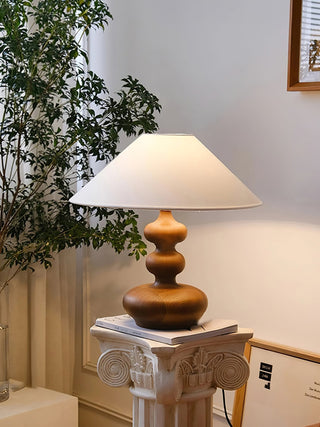 Vominex Bois Tissu Lampe de Table Vintage