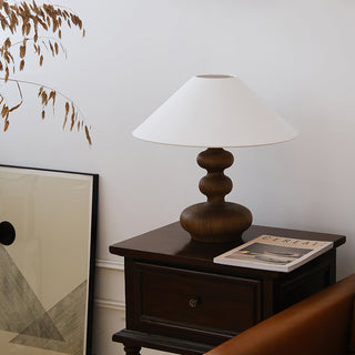 Vominex Bois Tissu Lampe de Table Vintage