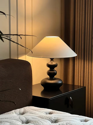 Vominex Bois Tissu Lampe de Table Vintage