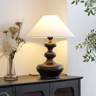 Vominex Bois Tissu Lampe de Table Vintage