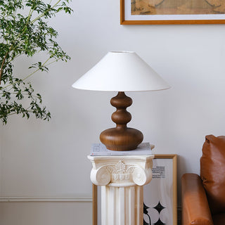 Vominex Bois Tissu Lampe de Table Vintage