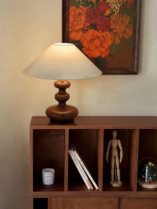 Vominex Bois Tissu Lampe de Table Vintage