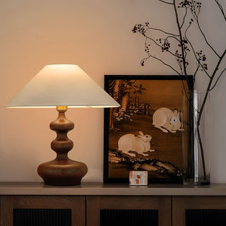 Vominex Bois Tissu Lampe de Table Vintage