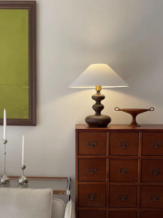 Vominex Bois Tissu Lampe de Table Vintage