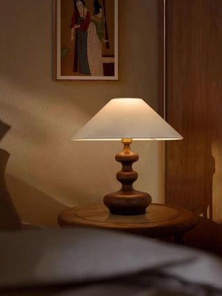 Vominex Bois Tissu Lampe de Table Vintage