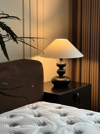 Vominex Bois Tissu Lampe de Table Vintage