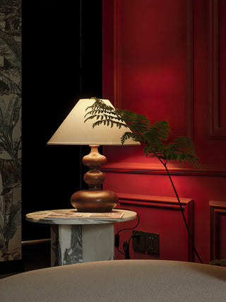 Vominex Bois Tissu Lampe de Table Vintage