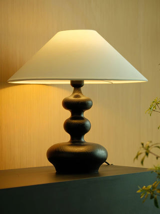 Vominex Bois Tissu Lampe de Table Vintage