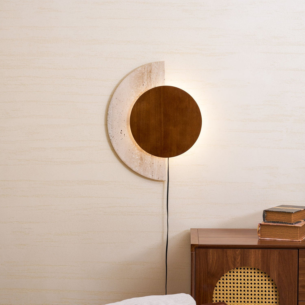 Crescent Halo Plug-in Wall Sconce-Neutral Decor
