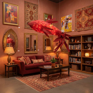 Crimson Swirl Koi Chandelier-Neutral Decor