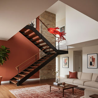 Crimson Swirl Koi Chandelier-Neutral Decor