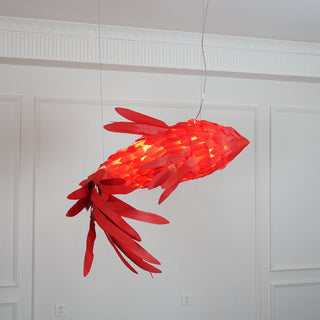 Crimson Swirl Koi Chandelier-Neutral Decor