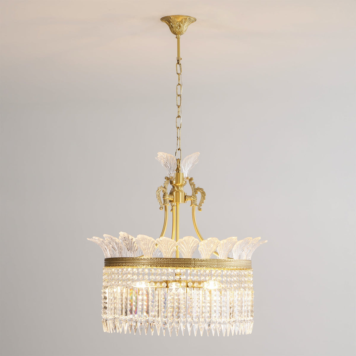 Crinoline Lustre En Cristal De Luxe Postmoderne En Laiton