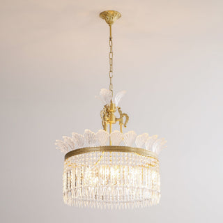 Crinoline Lustre En Cristal De Luxe Postmoderne En Laiton