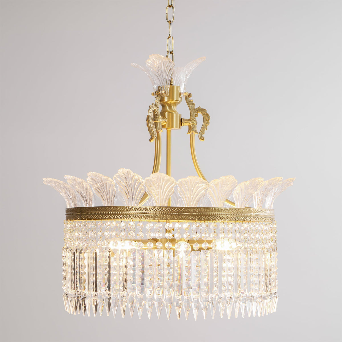 Crinoline Lustre En Cristal De Luxe Postmoderne En Laiton