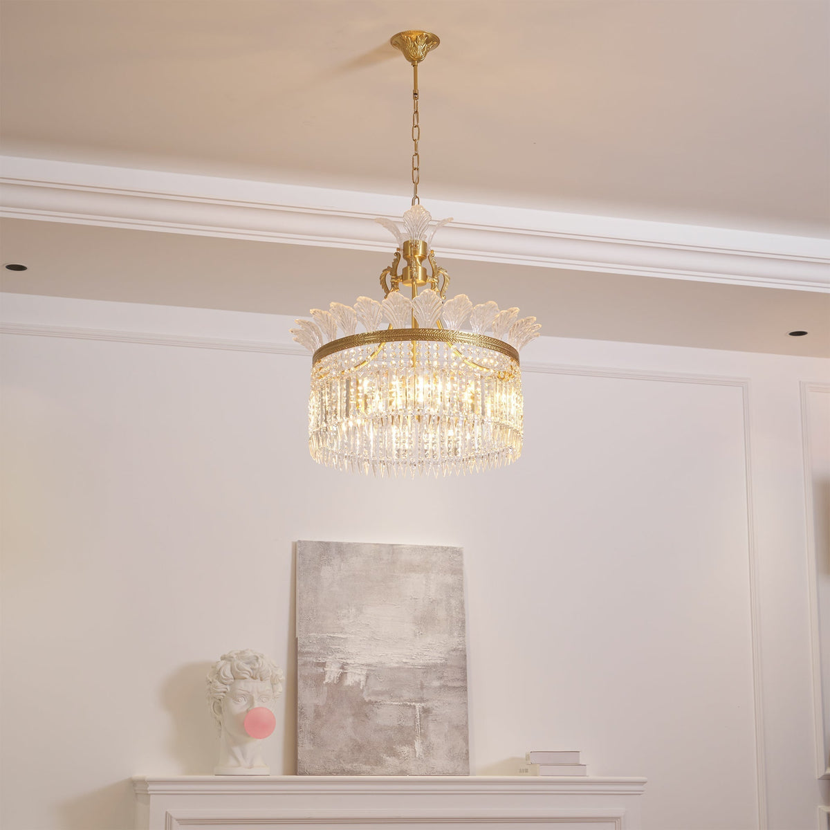 Crinoline Lustre En Cristal De Luxe Postmoderne En Laiton
