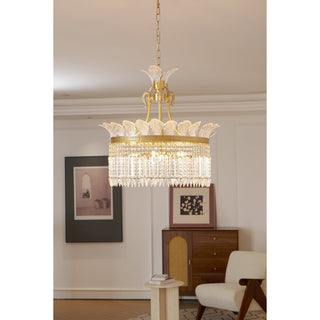 Crinoline Lustre En Cristal De Luxe Postmoderne En Laiton