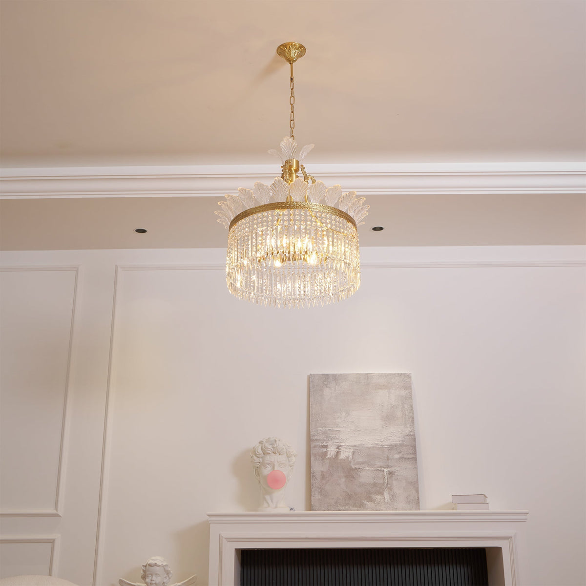 Crinoline Lustre En Cristal De Luxe Postmoderne En Laiton