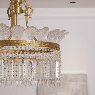 Crinoline Lustre En Cristal De Luxe Postmoderne En Laiton
