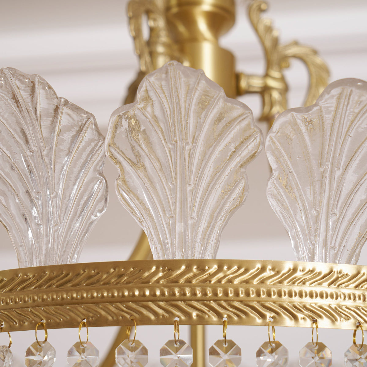 Crinoline Lustre En Cristal De Luxe Postmoderne En Laiton