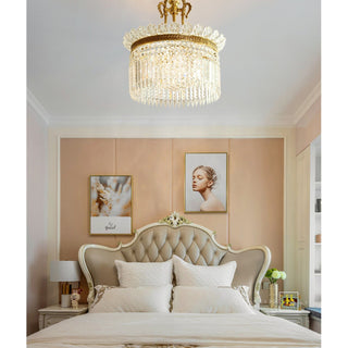 Crinoline Lustre En Cristal De Luxe Postmoderne En Laiton