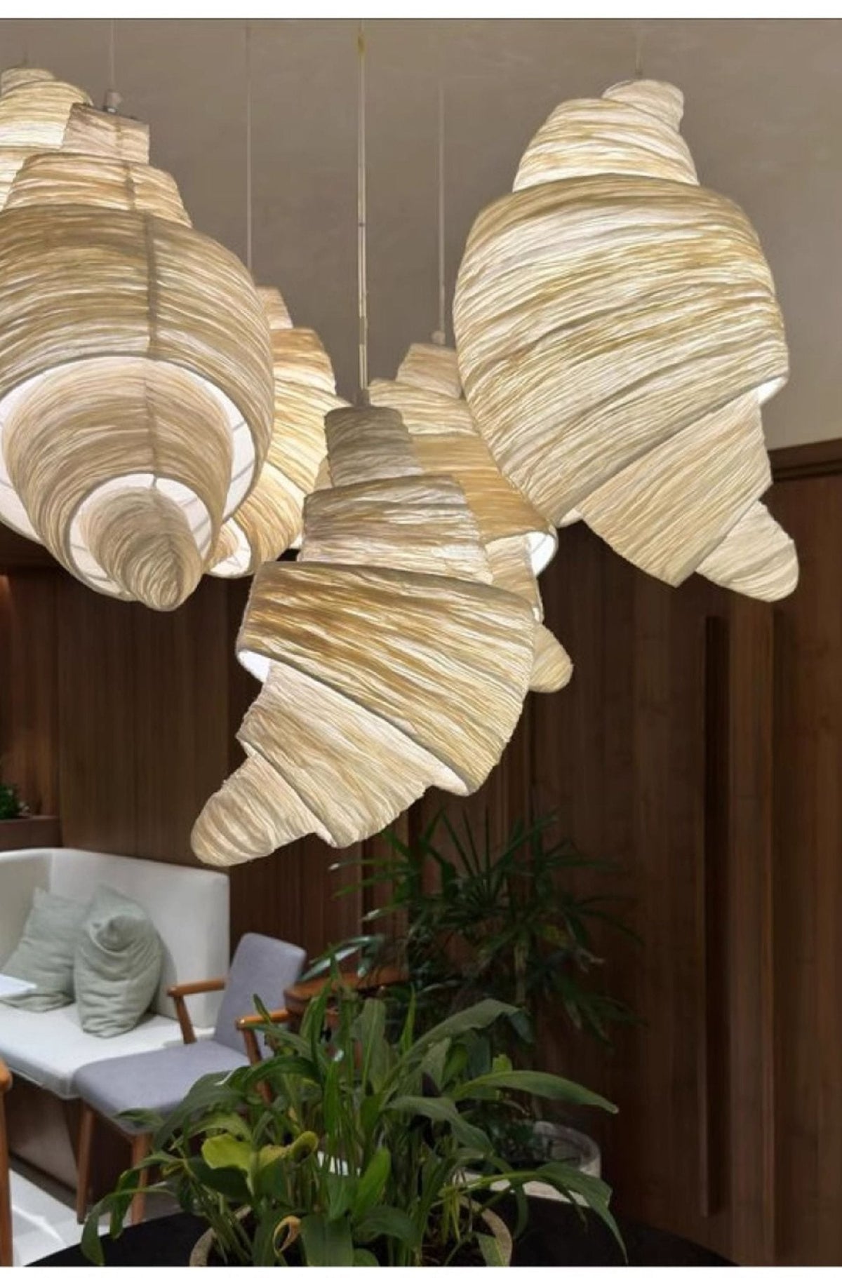 Croissant Fabric Pendant Light-Neutral Decor