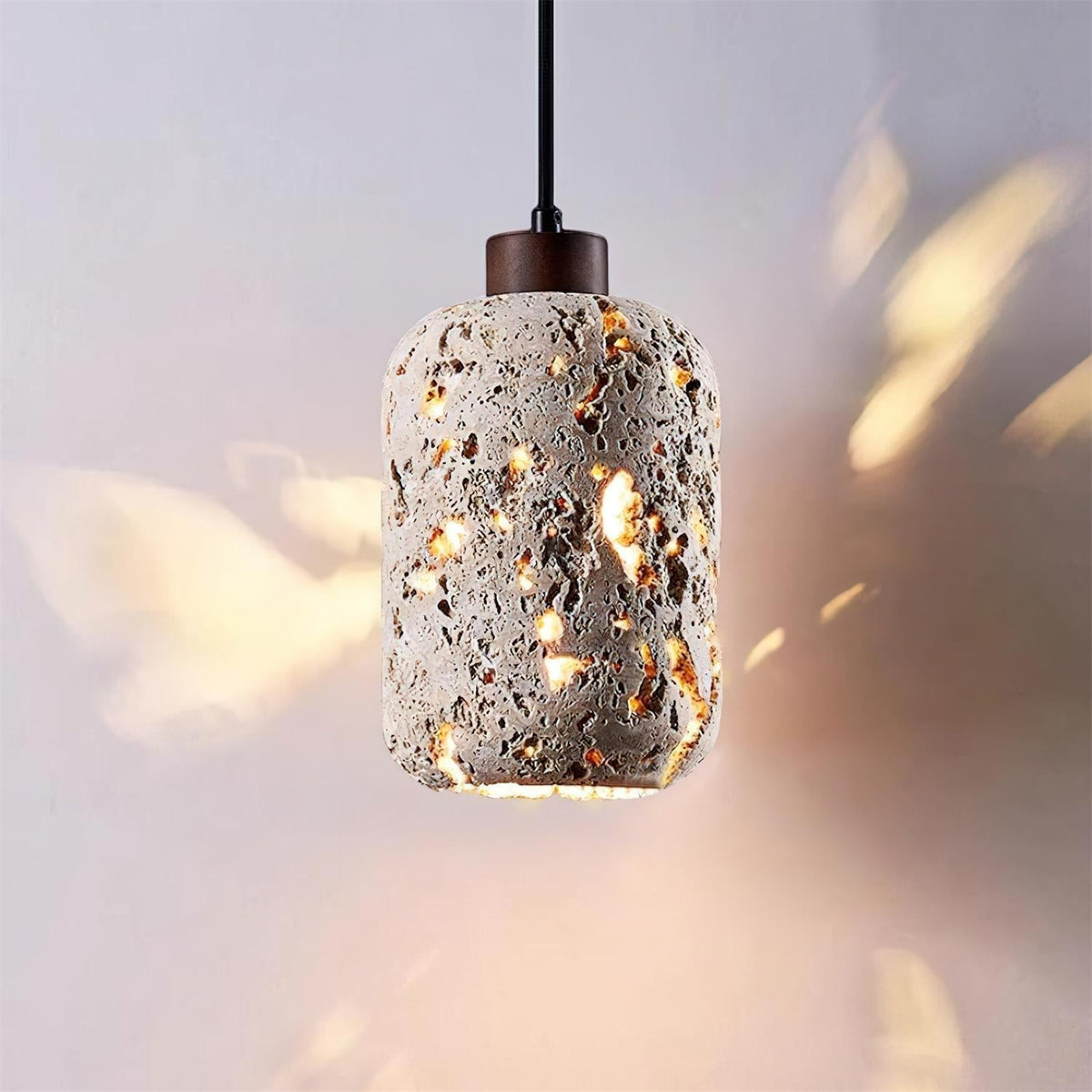 Caliora Pendant Light Concrete Travertine Cylinder Modern-Neutral Decor