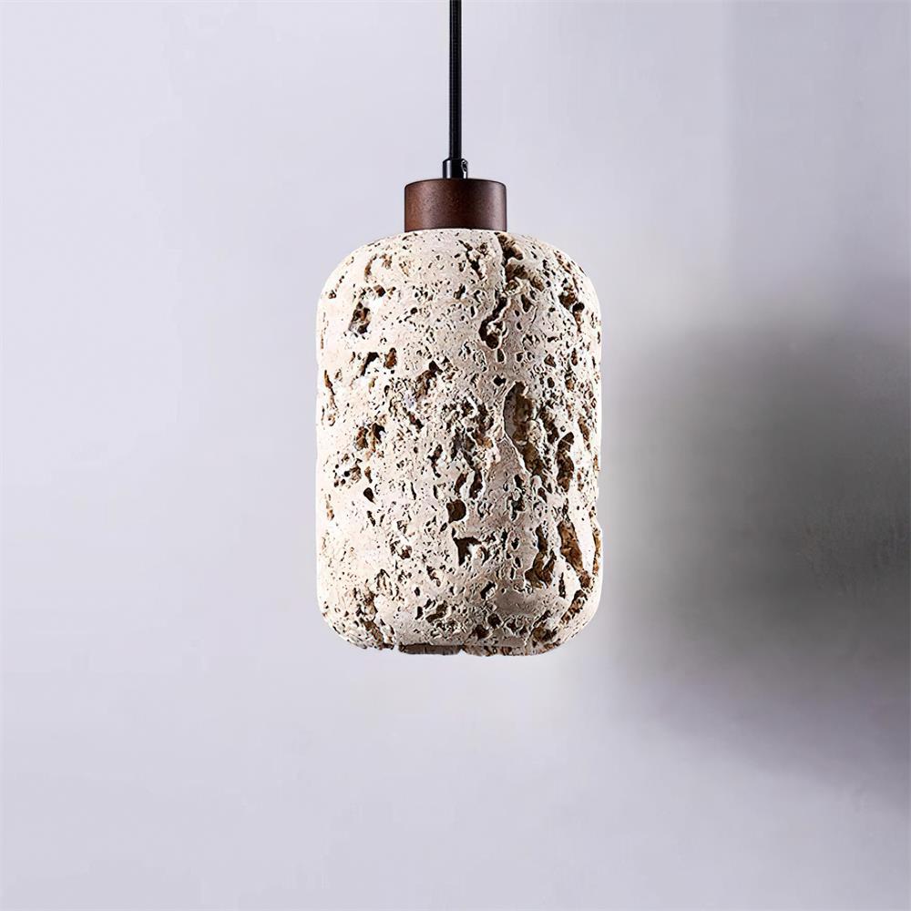 Caliora Pendant Light Concrete Travertine Cylinder Modern-Neutral Decor