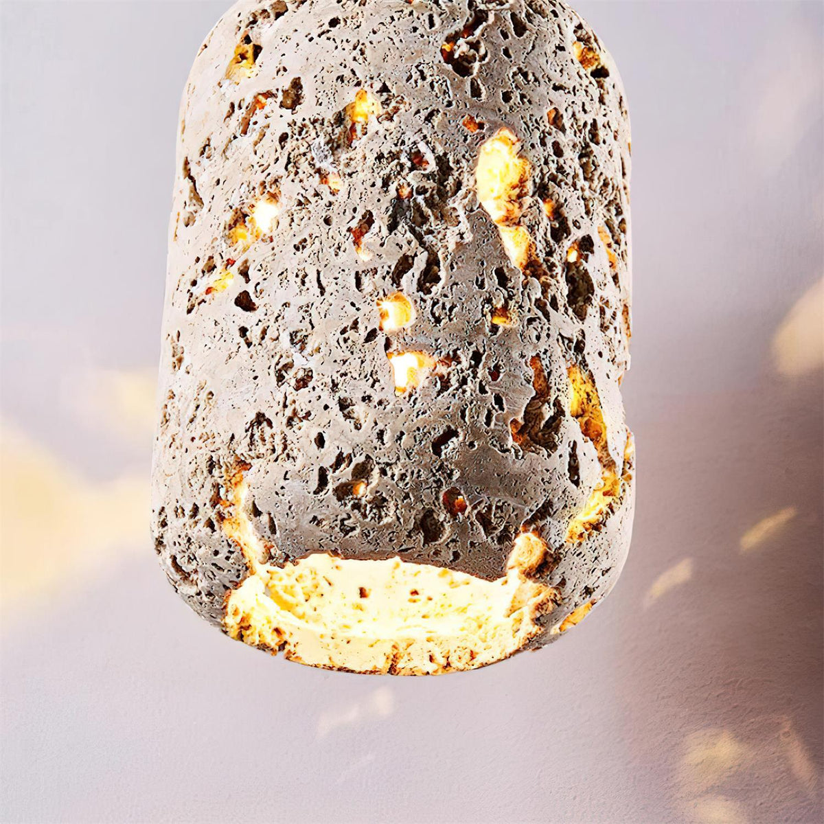 Caliora Pendant Light Concrete Travertine Cylinder Modern-Neutral Decor