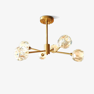 Lustra Suspension Lampe Boule en Cristal et Laiton en Grappe