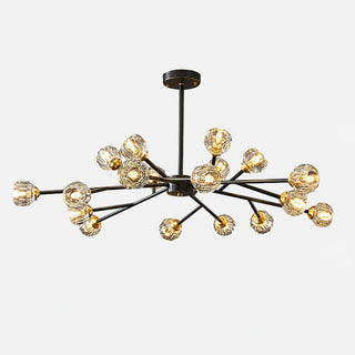 Lustra Suspension Lampe Boule en Cristal et Laiton en Grappe