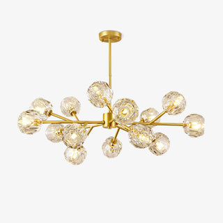 Lustra Suspension Lampe Boule en Cristal et Laiton en Grappe