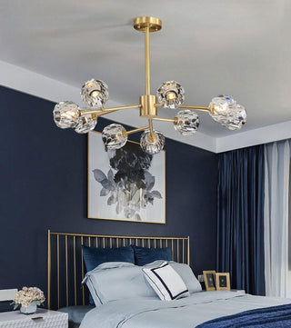 Lustra Suspension Lampe Boule en Cristal et Laiton en Grappe