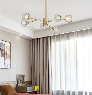 Lustra Suspension Lampe Boule en Cristal et Laiton en Grappe