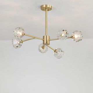 Lustra Suspension Lampe Boule en Cristal et Laiton en Grappe