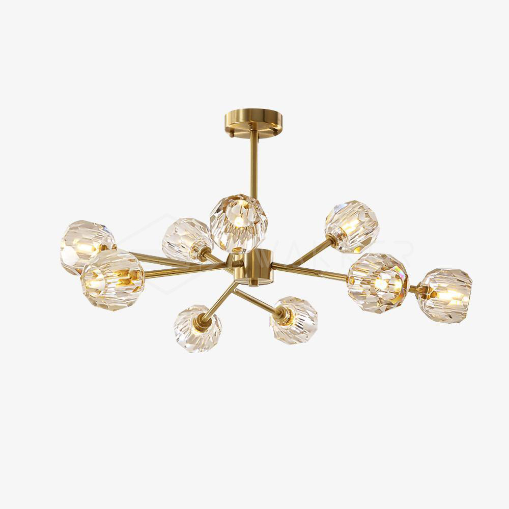 Talene Suspension Lampe Boule en Cristal et Laiton en Grappe