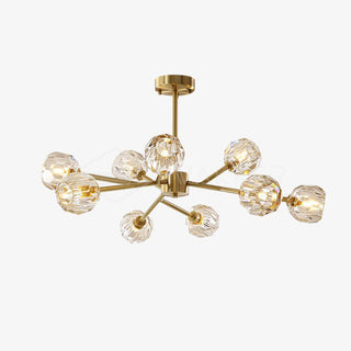 Lustra Suspension Lampe Boule en Cristal et Laiton en Grappe