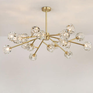 Lustra Suspension Lampe Boule en Cristal et Laiton en Grappe