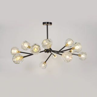 Lustra Suspension Lampe Boule en Cristal et Laiton en Grappe