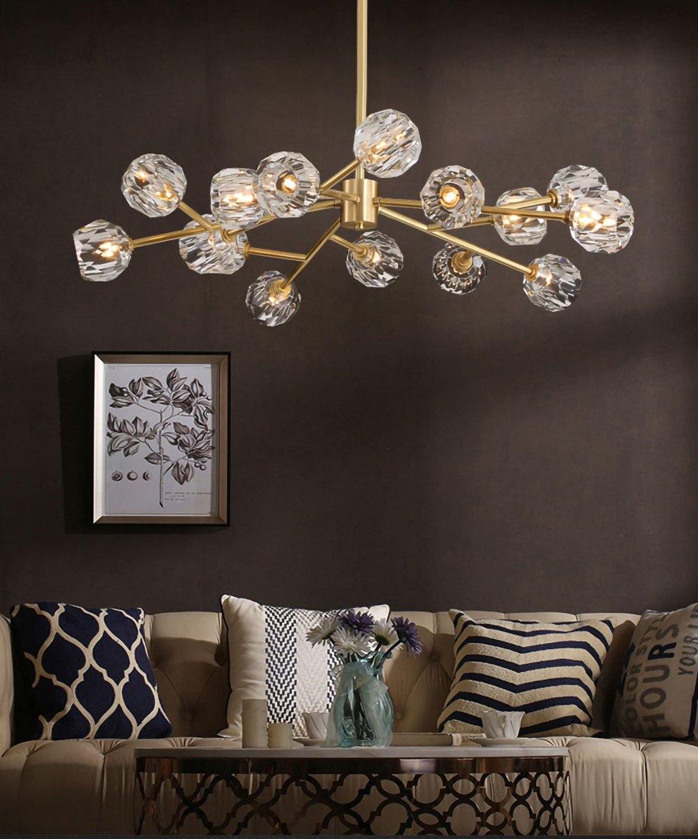 Talene Suspension Lampe Boule en Cristal et Laiton en Grappe