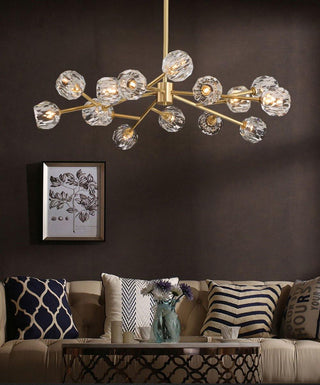 Lustra Suspension Lampe Boule en Cristal et Laiton en Grappe