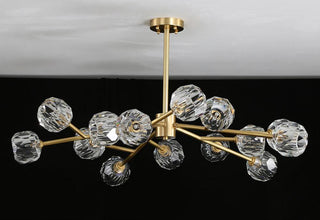 Lustra Suspension Lampe Boule en Cristal et Laiton en Grappe